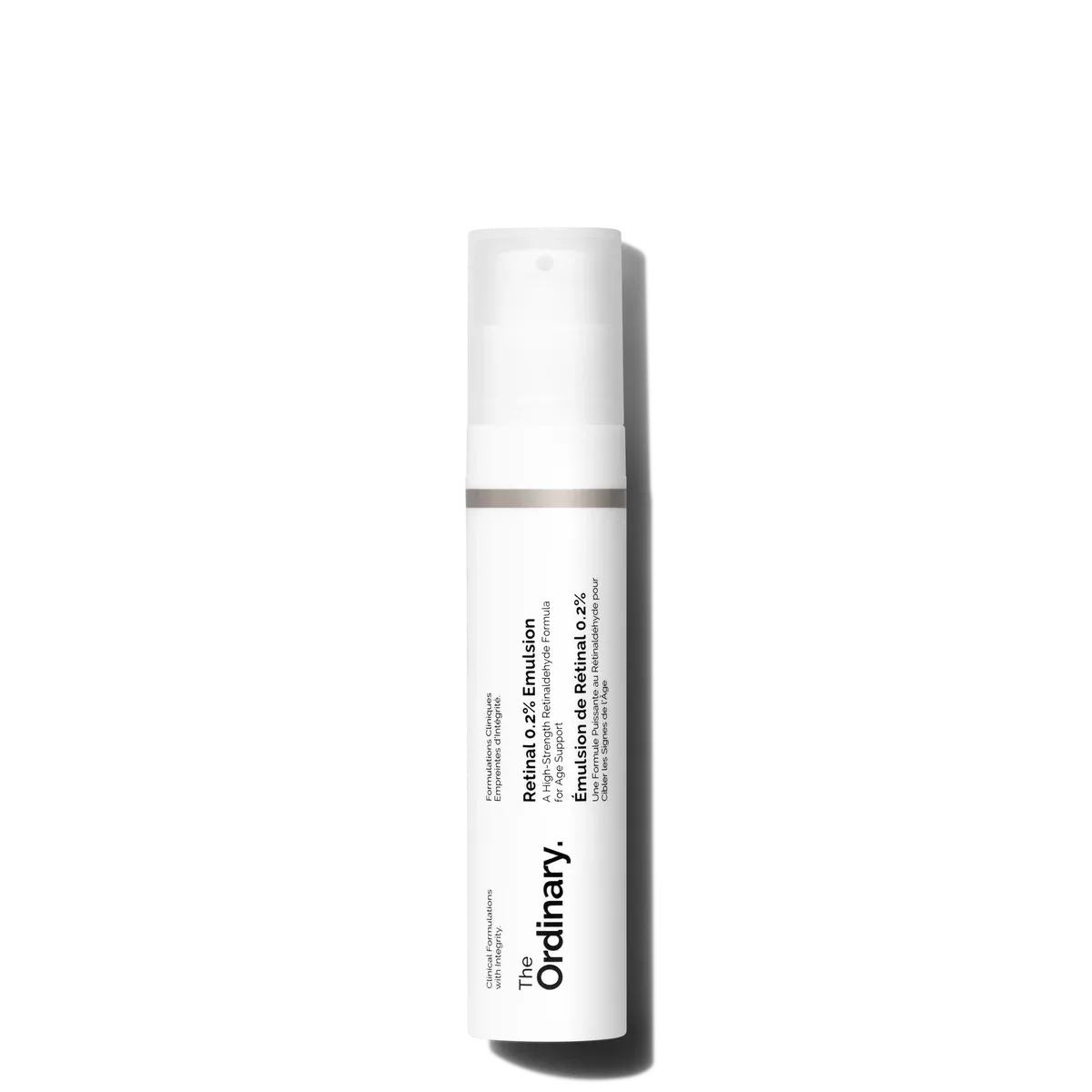Envase con bomba airless de The Ordinary Retinal 0.2% Emulsion de 15 ml